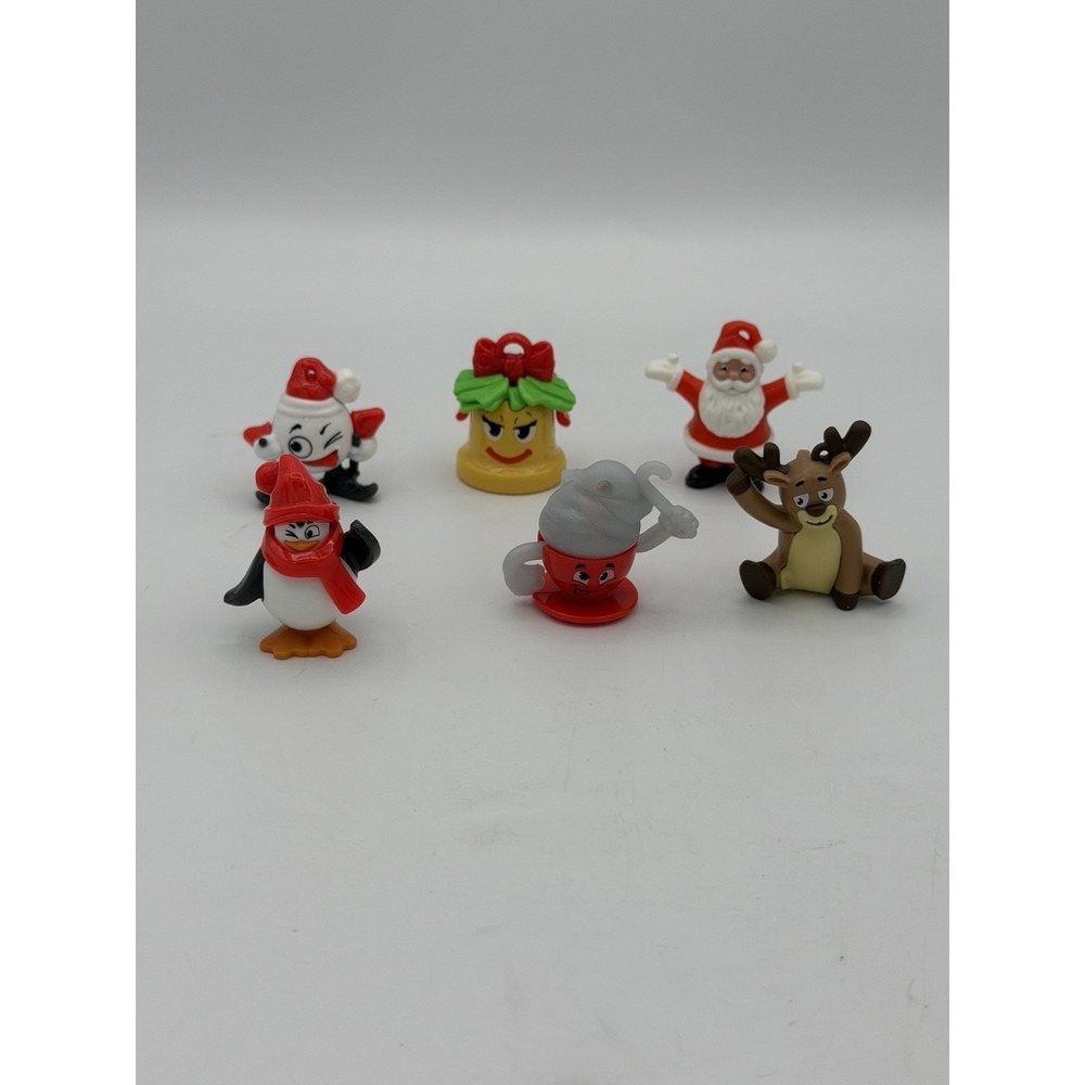Kinder Surprise Christmas Night Lot of 6 Bell Penguin Mug Santa Reindeer Elf